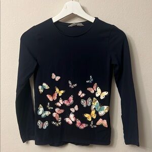 H&M Kids Long Sleeve Tee with Colorful Butterflies